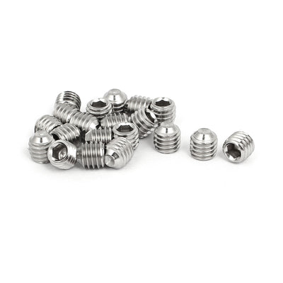 Harfington M6x6mm 316 Stainless Steel Hex Socket Cup Point Grub Set Screws 20pcs