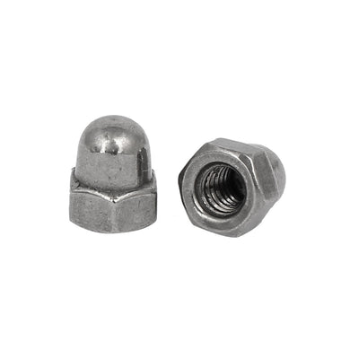 Harfington M4 Thread Dia 316 Stainless Steel Dome Head Cap Acorn Hex Nut Silver Tone 10pcs