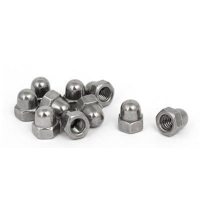 Harfington M4 Thread Dia 316 Stainless Steel Dome Head Cap Acorn Hex Nut Silver Tone 10pcs