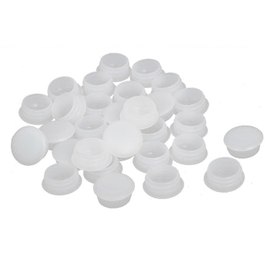 Harfington 15mm Dia Plastic Round Flush Mounted Tube Insert Hole Covers White 30pcs