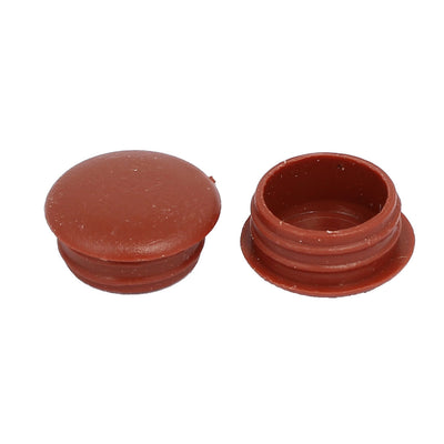 Harfington 15mm Dia Plastic Thread Design Screw Cap Covers Hole Lids Brown 30pcs