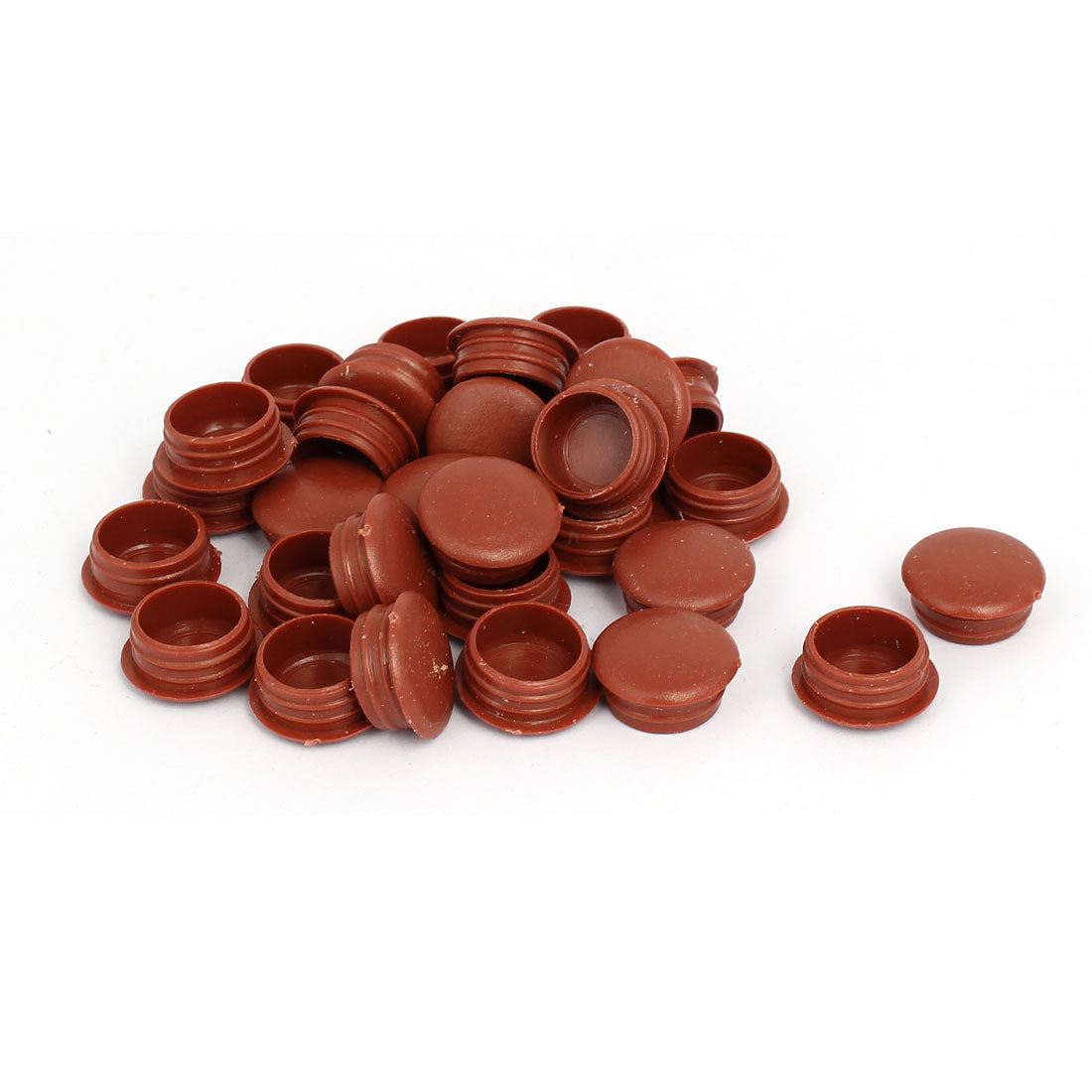 Harfington 15mm Dia Plastic Thread Design Screw Cap Covers Hole Lids Brown 30pcs