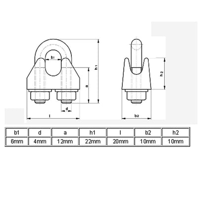 Harfington M4 5/32 Inch 304 Stainless Steel U-Shape Bolt Saddle Clamps Cable Wire Rope Clips 10PCS