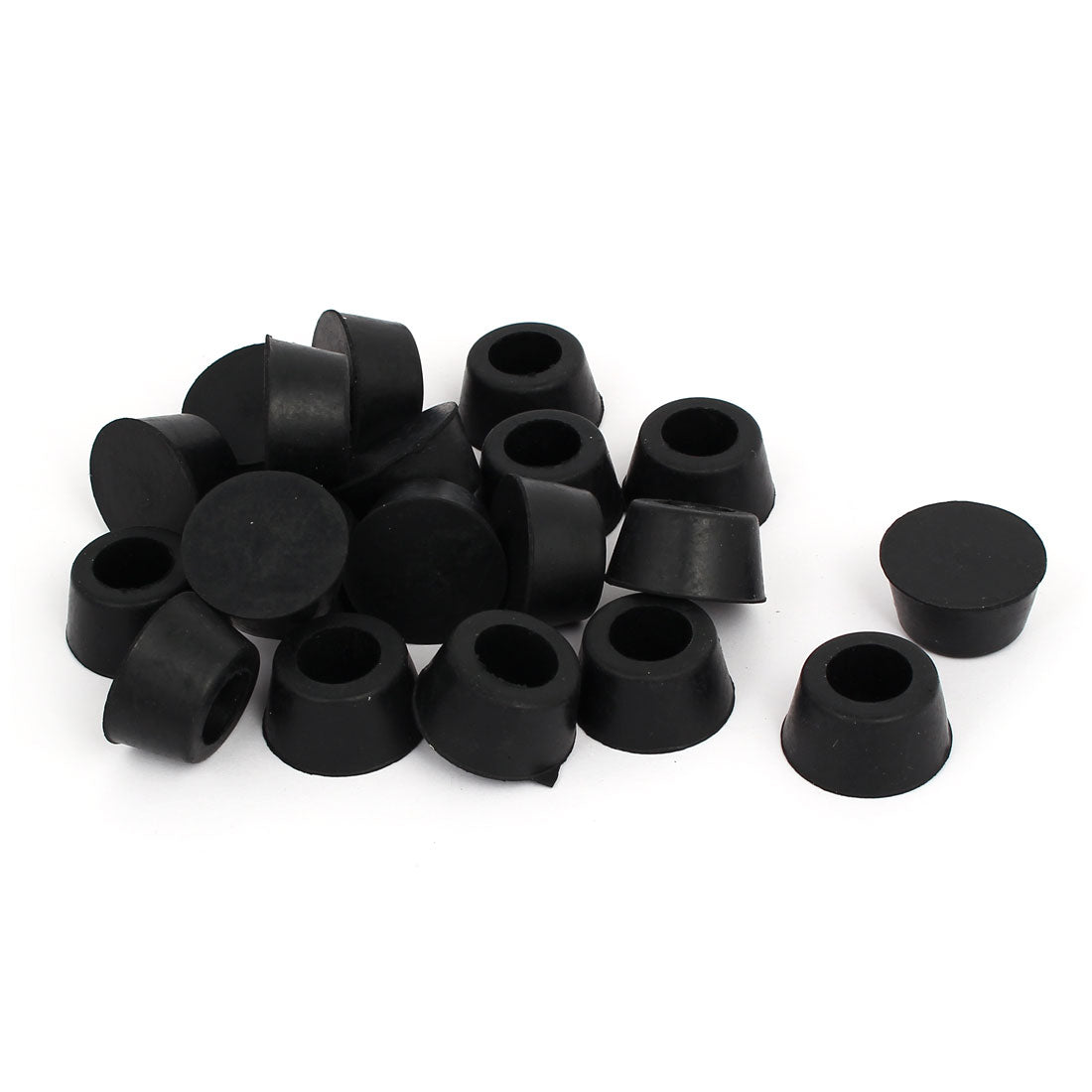Harfington 15mm Inner Dia Rubber Table Chair Leg Foot Covers Floor Protector Black 20pcs