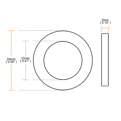 Harfington Rubber Round Flat Washer Assortment Size Flat Washers, Black Pack of 10