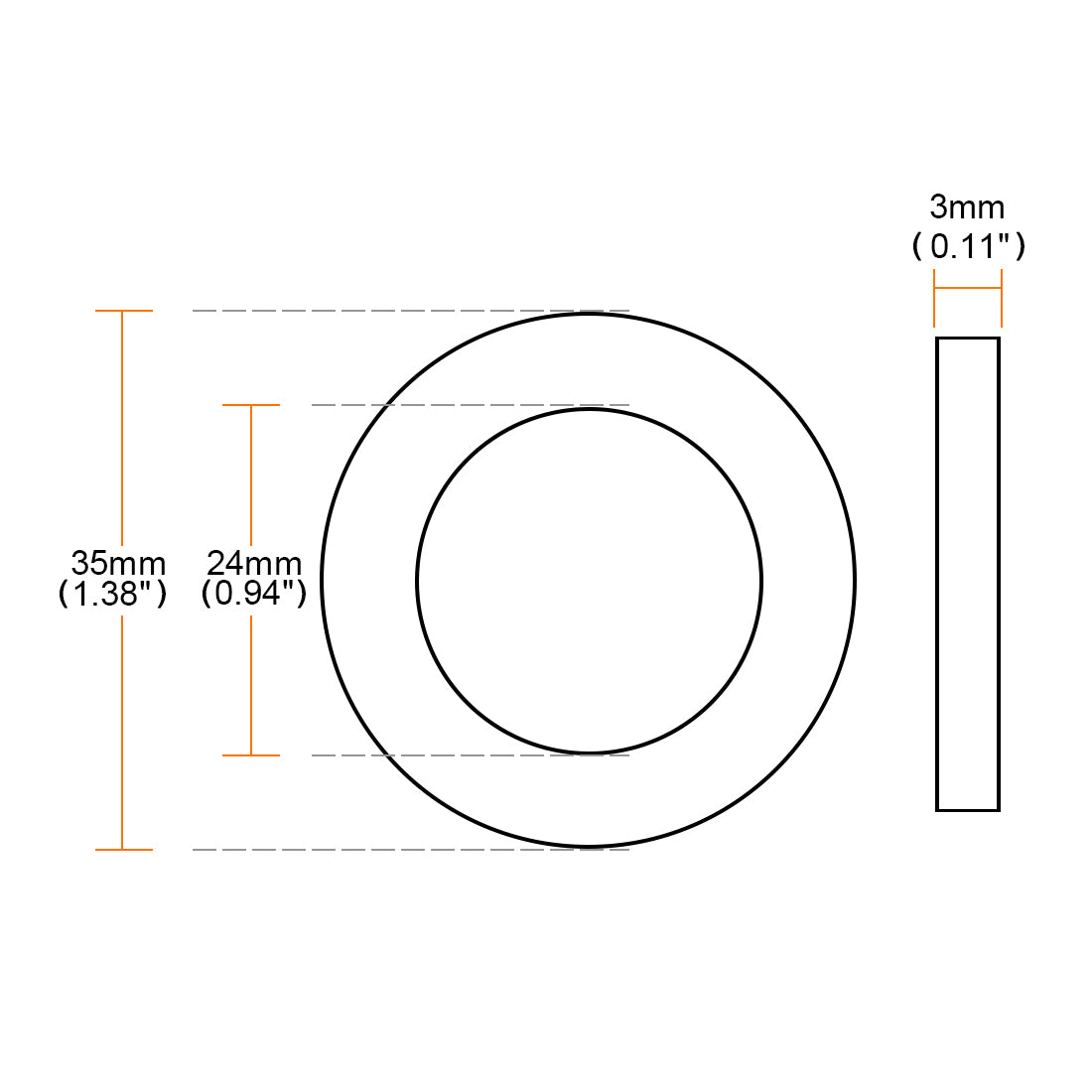 Harfington Rubber Round Flat Washer Assortment Size Flat Washers, Black Pack of 10