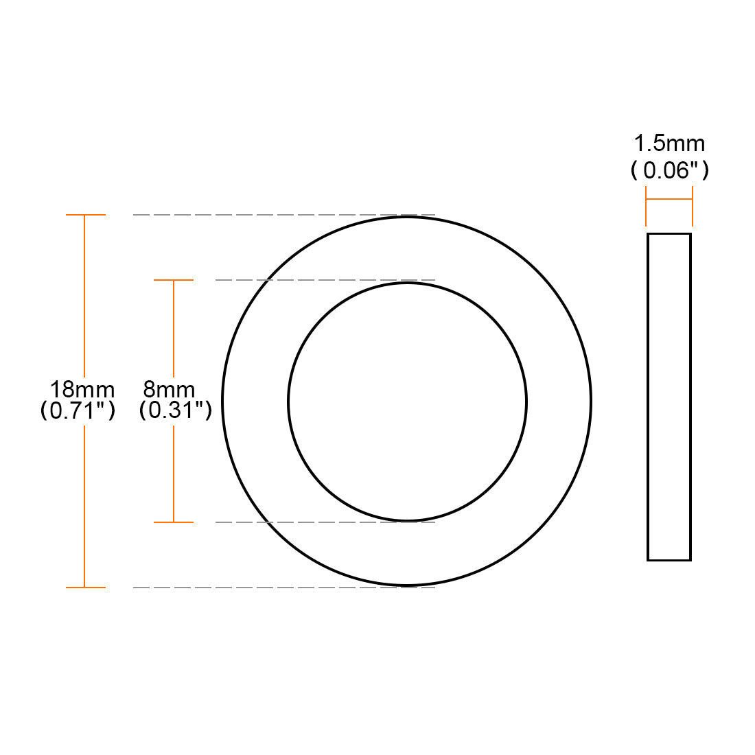 Harfington Rubber Round Flat Washer Assortment Size Flat Washers, Black Pack of 10