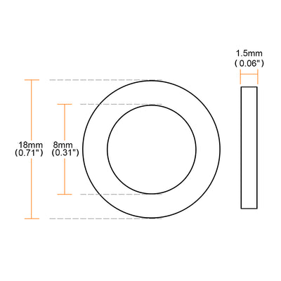 Harfington Rubber Round Flat Washer Assortment Size Flat Washers, Black Pack of 10