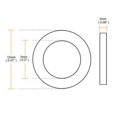 Harfington Rubber Round Flat Washer Assortment Size Flat Washers, Black Pack of 10