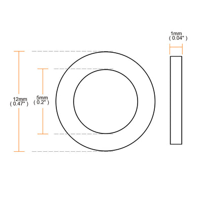 Harfington Rubber Round Flat Washer Assortment Size Flat Washers, Black Pack of 10