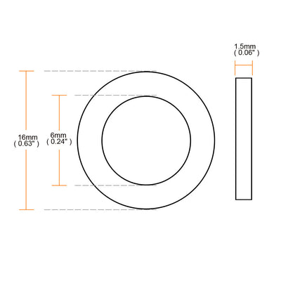 Harfington Rubber Round Flat Washer Assortment Size Flat Washers, Black Pack of 10