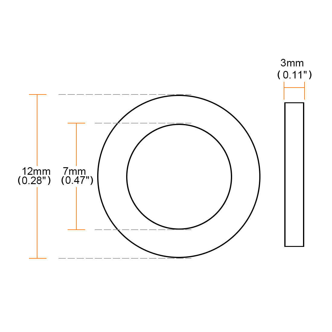 Harfington Rubber Round Flat Washer Assortment Size Flat Washers, Black Pack of 10