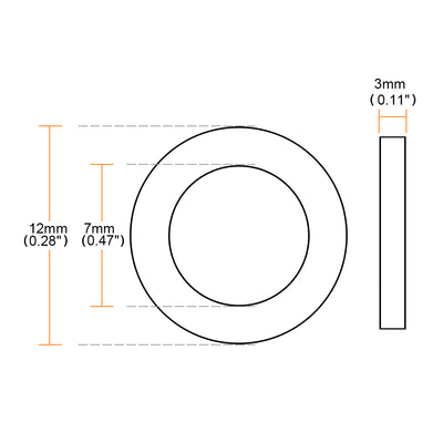 Harfington Rubber Round Flat Washer Assortment Size Flat Washers, Black Pack of 10