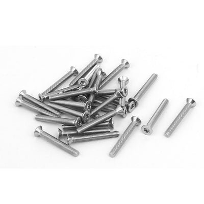 Harfington M2.5x20mm 304 Stainless Steel Fully Thread Flat Head Torx Screws Fasteners 30pcs