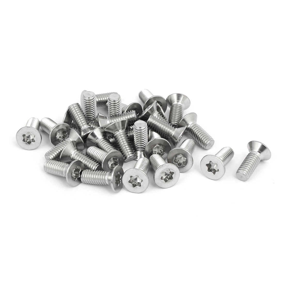 Harfington M6x16mm 304 Stainless Steel Flat Countersunk Head Torx Screws Silver Tone 30pcs