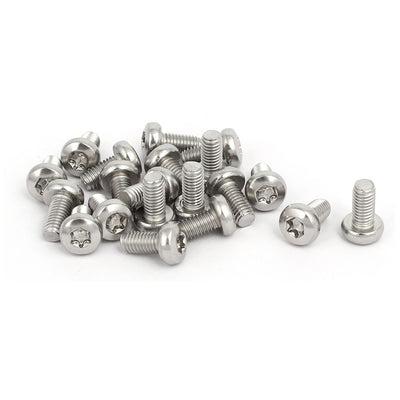 Harfington M5x10mm 304 Stainless Steel Button Head T25 Torx Screws Bolts Silver Tone 20pcs