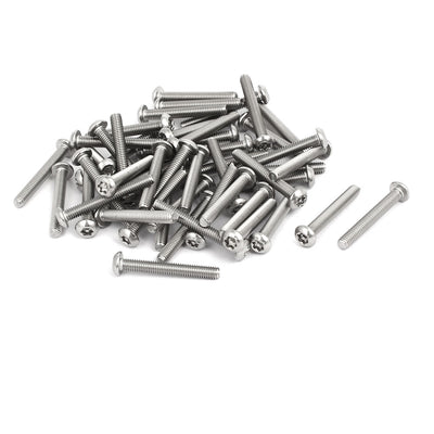 Harfington M4 x 30mm 304 Stainless Steel Torx Security Pan Head Screws Fasteners 50PCS