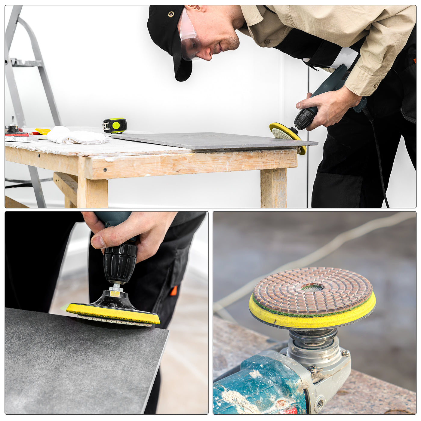 Harfington 3-inch Diamond Wet Polishing Pad Grit 1000 10pcs for Granite Concrete Stone