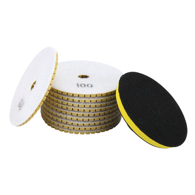 Harfington 4" marble Wet Polishing Pad Grit 100 10pcs for Granite Concrete Marble with a Rubber Backer Pad