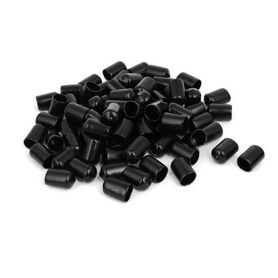 Harfington 14mm Inner Dia Rubber Hose End Cap Screw Thread Protector Cover Black 100pcs
