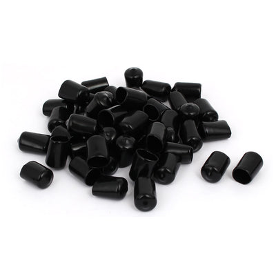 Harfington 13mm Inner Dia Rubber Hose End Cap Screw Thread Protector Cover Black 50pcs