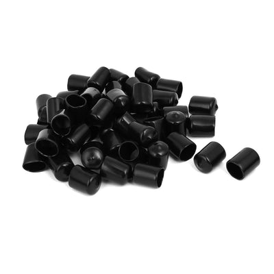 Harfington 16mm Inner Dia Rubber Hose End Cap Screw Thread Protector Cover Black 50pcs