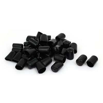 Harfington 17mm Inner Dia Rubber Hose End Cap Screw Thread Protector Cover Black 50pcs