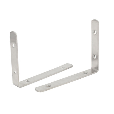 Harfington 150mmx110mmx3mm Stainless Steel L Shaped Angle Brackets Shelf Supports 4pcs
