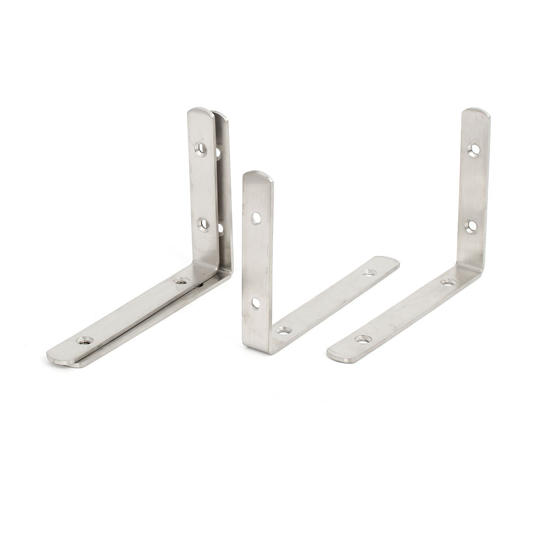 Harfington 150mmx110mmx3mm Stainless Steel L Shaped Angle Brackets Shelf Supports 4pcs