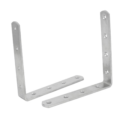 Harfington 150mmx150mmx4mm Stainless Steel L Shaped Angle Brackets Shelf Supports 2pcs
