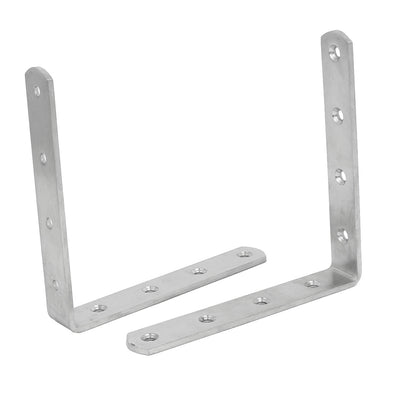 Harfington 150mmx150mmx4mm Stainless Steel L Shaped Angle Brackets Shelf Supports 2pcs