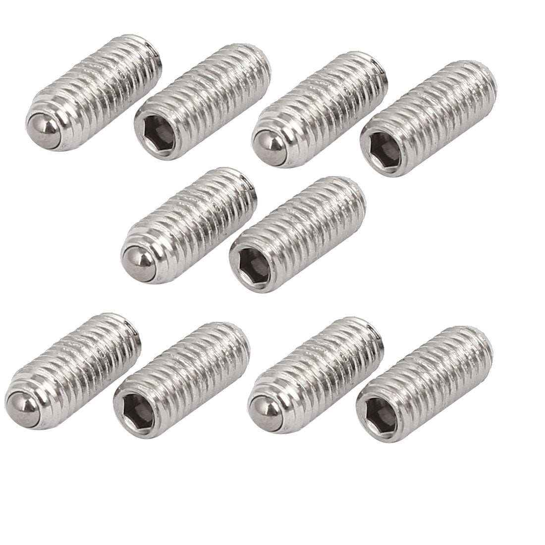 Harfington M4x10mm 304 Stainless Steel Spring Hex Socket Ball Point Grub Set Screws 10pcs