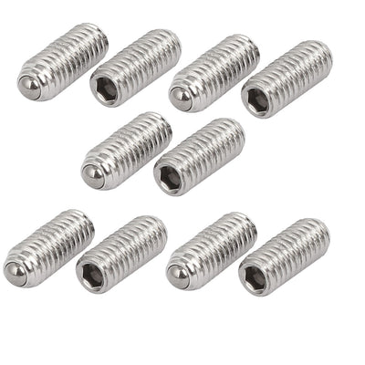 Harfington M4x10mm 304 Stainless Steel Spring Hex Socket Ball Point Grub Set Screws 10pcs
