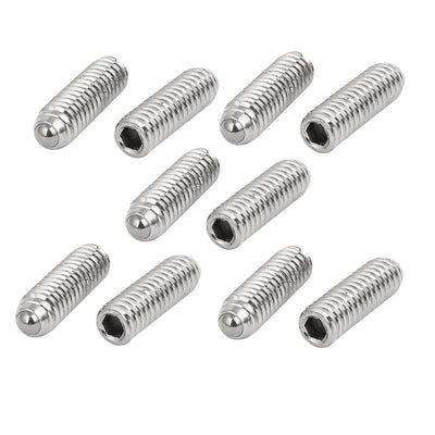 Harfington M4x12mm 304 Stainless Steel Spring Hex Socket Ball Point Grub Set Screws 10pcs