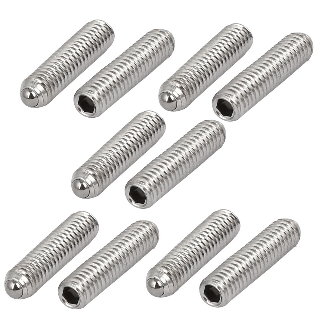 Harfington M4x16mm 304 Stainless Steel Spring Hex Socket Ball Point Grub Set Screws 10pcs