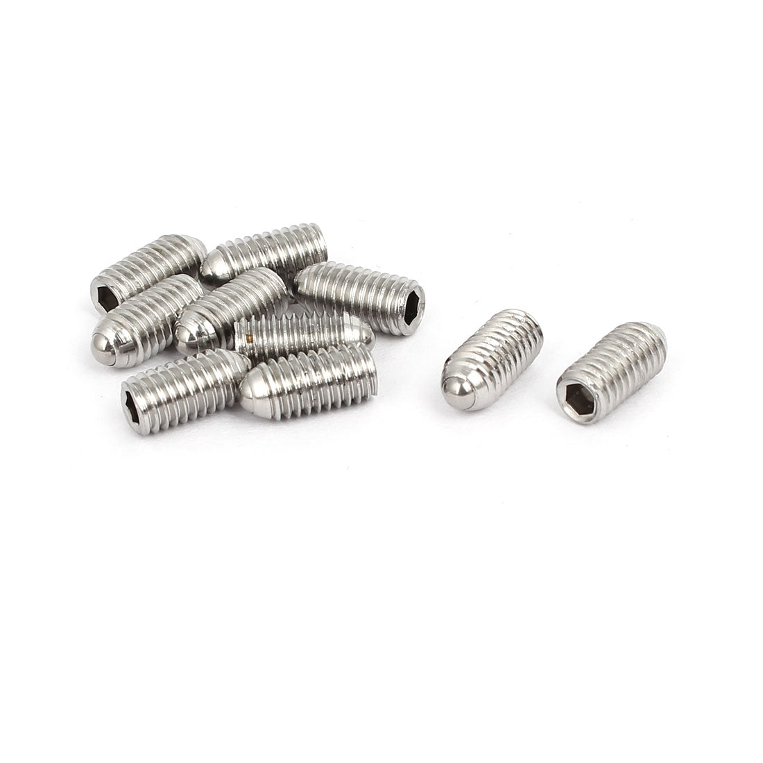 Harfington M5x10mm 304 Stainless Steel Spring Hex Socket Ball Point Grub Set Screws 10pcs