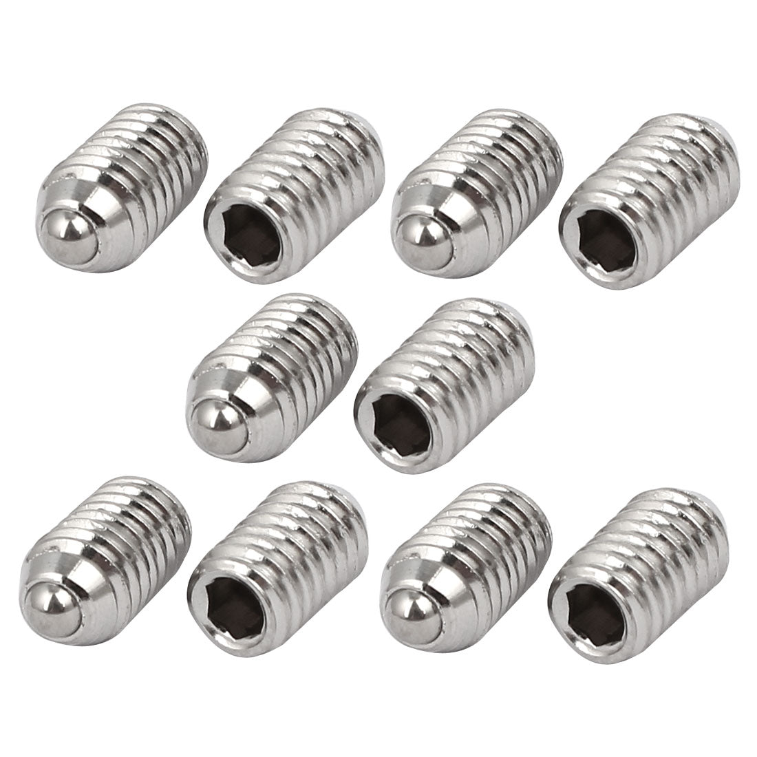 Harfington M6x10mm 304 Stainless Steel Spring Hex Socket Ball Point Grub Set Screws 10pcs