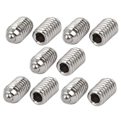 Harfington M6x10mm 304 Stainless Steel Spring Hex Socket Ball Point Grub Set Screws 10pcs