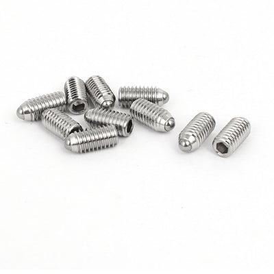 Harfington M6x12mm 304 Stainless Steel Spring Hex Socket Ball Point Grub Set Screws 10pcs