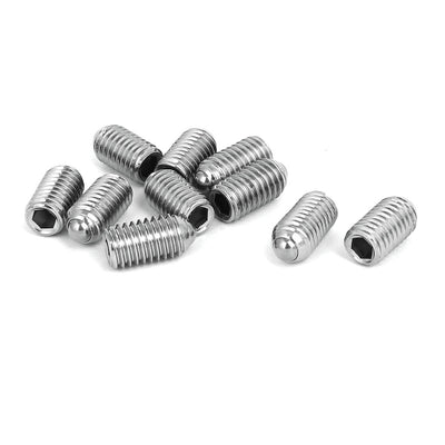 Harfington M8x14mm 304 Stainless Steel Spring Hex Socket Ball Point Grub Set Screws 10pcs