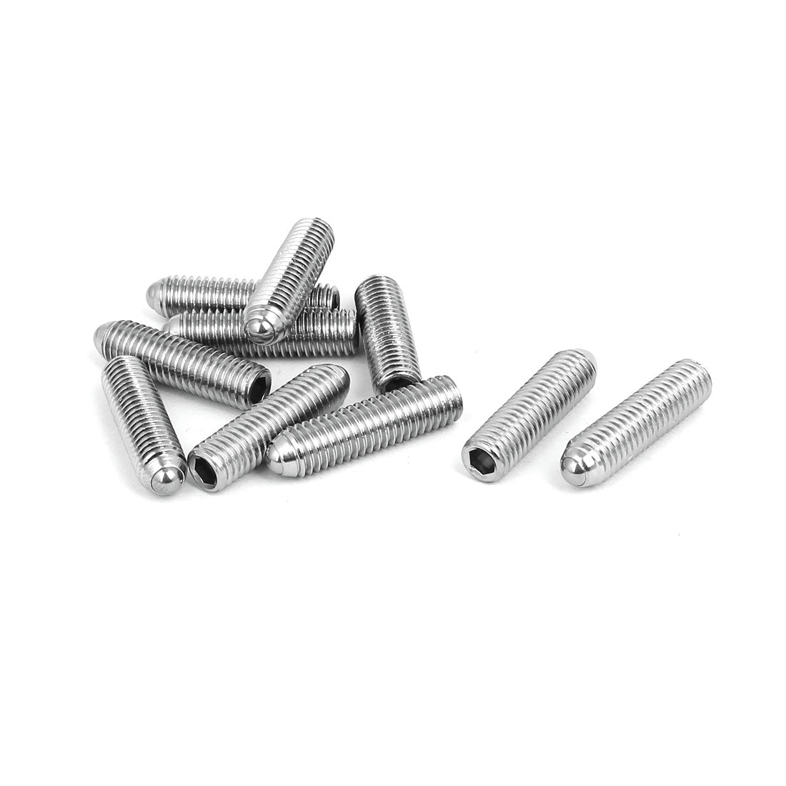 Harfington M8x30mm 304 Stainless Steel Spring Hex Socket Ball Point Grub Set Screws 10pcs