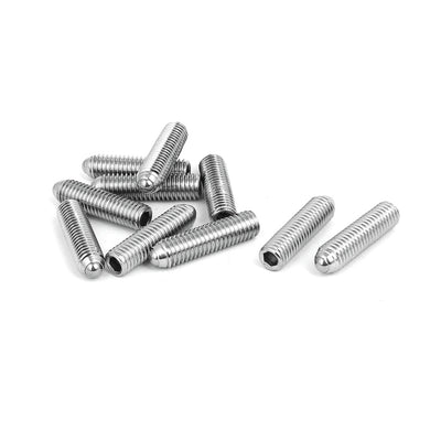 Harfington M8x30mm 304 Stainless Steel Spring Hex Socket Ball Point Grub Set Screws 10pcs