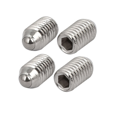 Harfington M10x16mm 304 Stainless Steel Spring Hex Socket Ball Point Grub Set Screws 4pcs