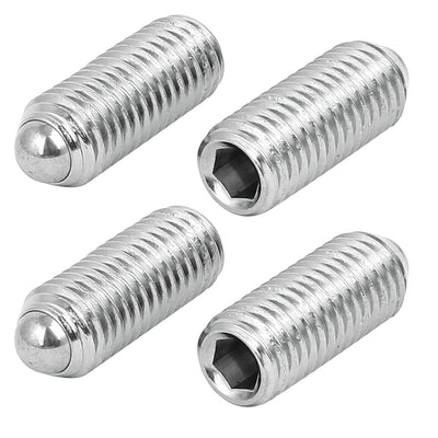 Harfington M12x30mm 304 Stainless Steel Spring Hex Socket Ball Point Grub Set Screws 4pcs