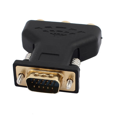 Harfington 18 Terminals HDTV VGA Male to 3 RCA Audio Video Connector Black