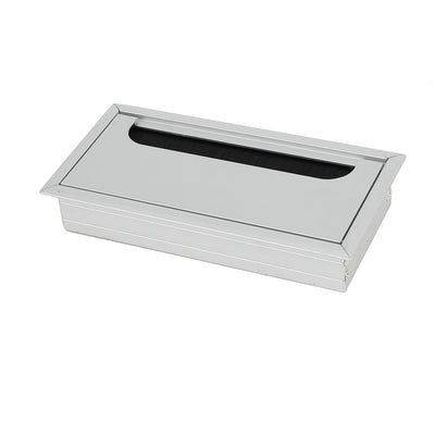 Harfington 160mmx80mmx28mm Aluminium Wire Hole Cover Silver Tone for Computer Desk Table