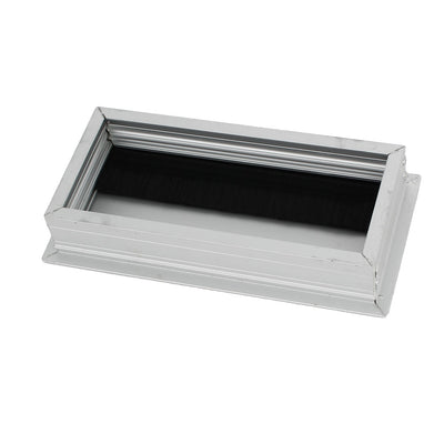 Harfington 160mmx80mmx28mm Aluminium Wire Hole Cover Silver Tone for Computer Desk Table