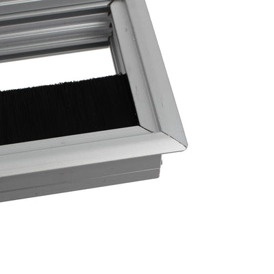 Harfington 160mmx80mmx28mm Aluminium Wire Hole Cover Silver Tone for Computer Desk Table
