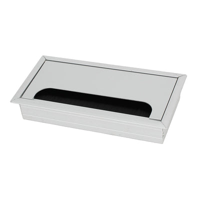 Harfington 160mmx80mmx28mm Aluminium Wire Hole Cover Silver Tone for Computer Desk Table