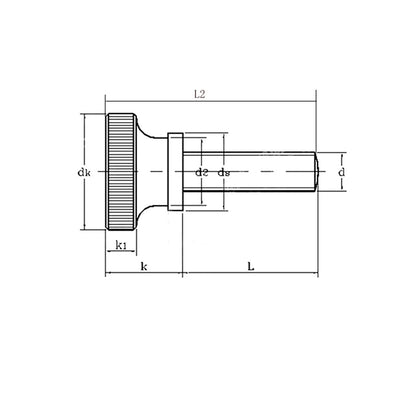 Harfington M4x6mm Flat Knurled Head Fully Threaded Thumb Screws Bolts Fastener 14mm Total Length 10pcs